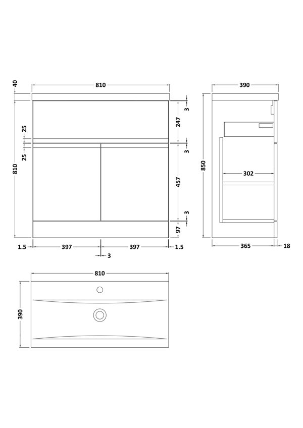 Hudson Reed Urban 810mm Free Standing Single Bathroom Vanity with Basin